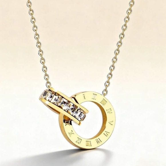 Jewelry - NWT | Gold Roman Numeral Circle Pendant Necklace